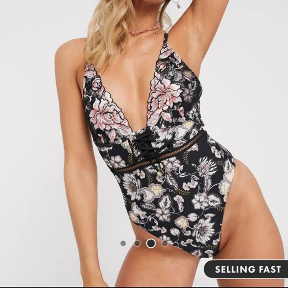 NWT Asos floral embroidered swimsuit - Picture 1 of 11